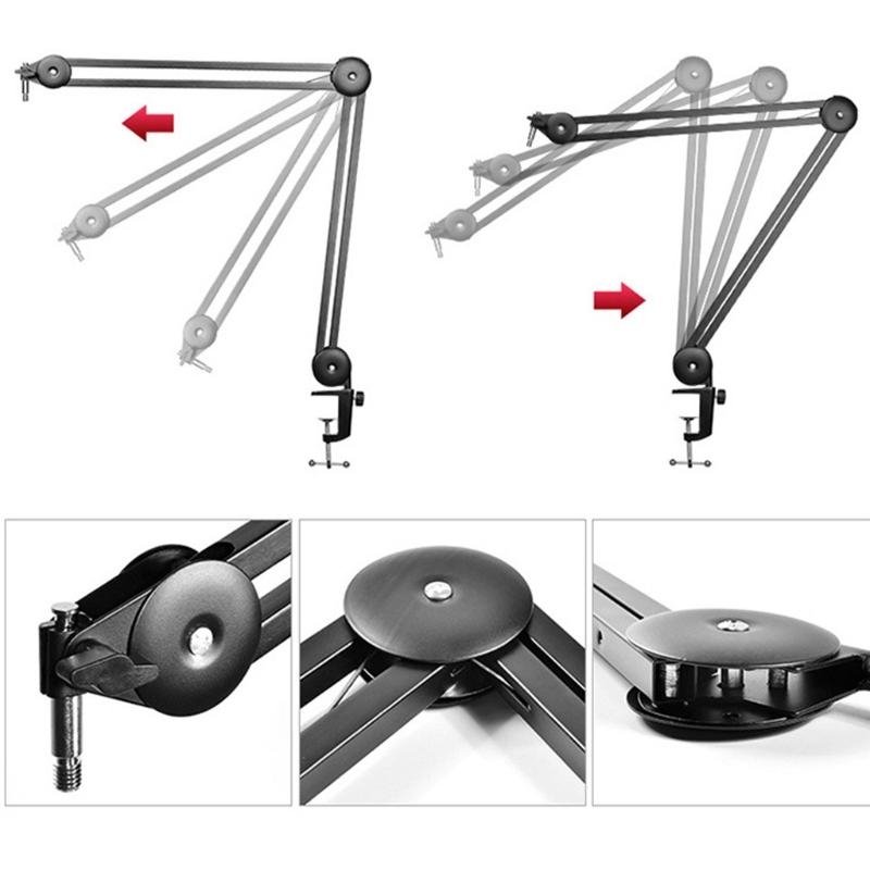 Microphone Arm Boom - Einstellbare Mikrofonaufhängung, Scherenarmständer, Mikrofonständer für Rundfunk,
