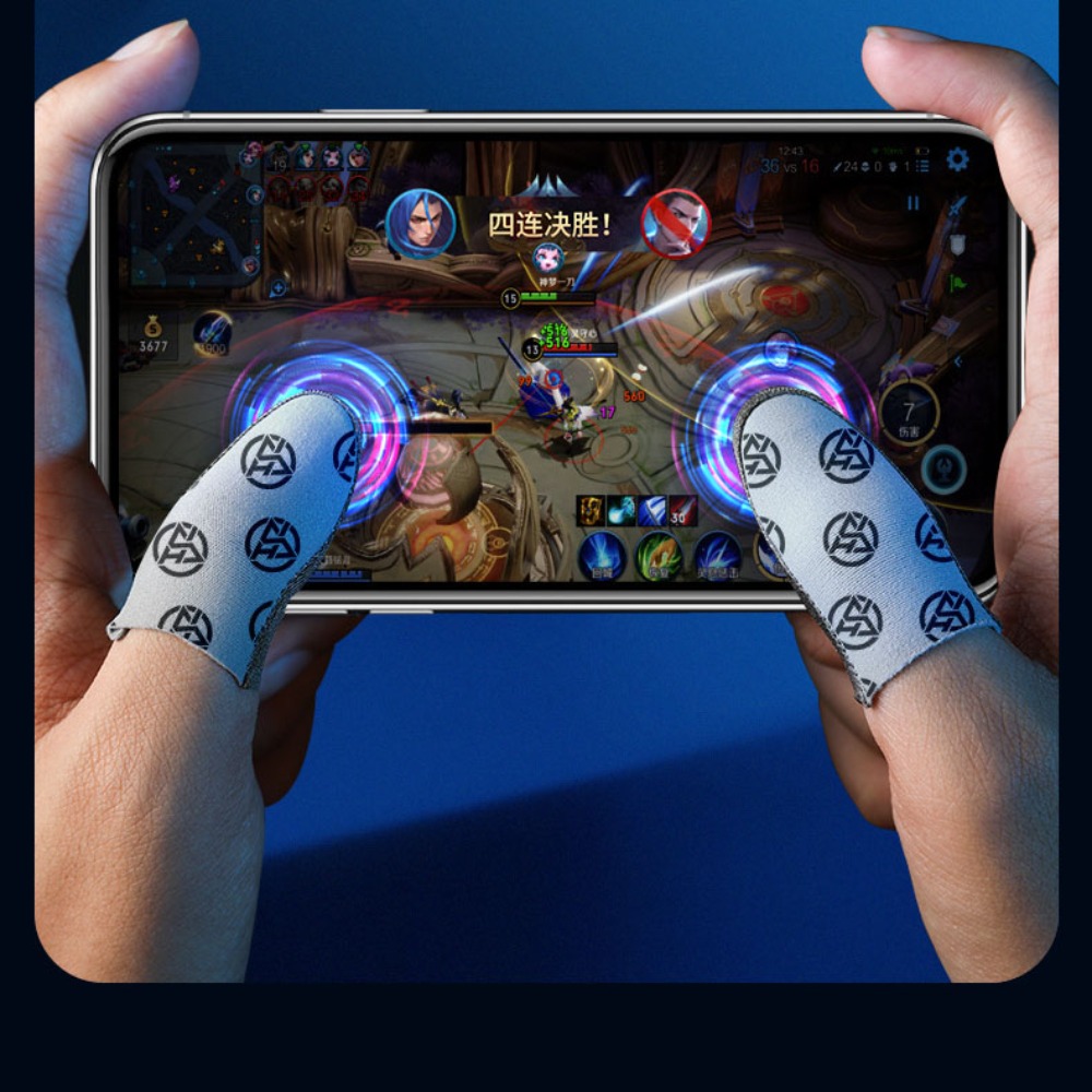 Esports Gaming Gloves - Wettkampf-E-Sport-Fingerlinge aus Silberfaser, Daumenmanschetten, Gaming-Fingerhandschuhe, Touchscreen-Handschuhe,